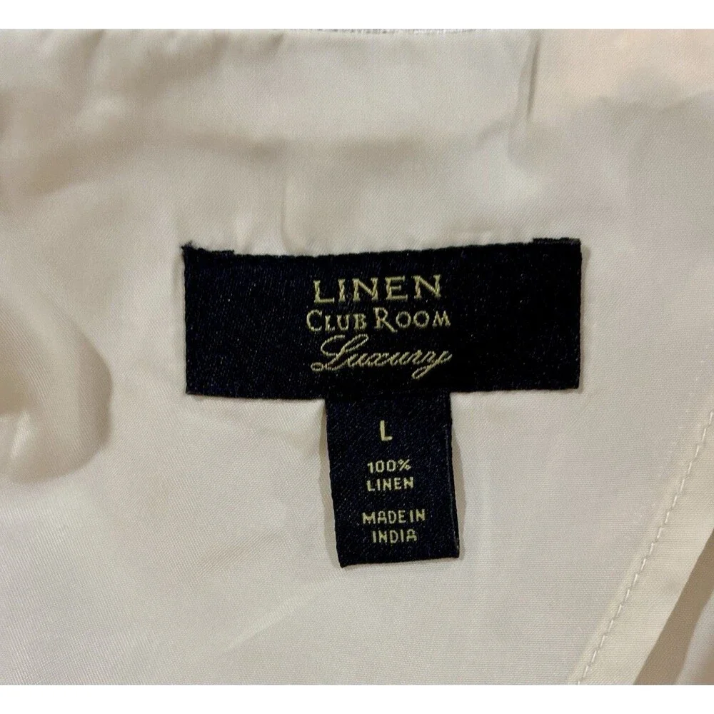 Club Room Luxury 100% Linen Ivory Dual Vent Stitched Lapel Jacket Blazer Large